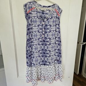 Blue and White Patterned Dress
